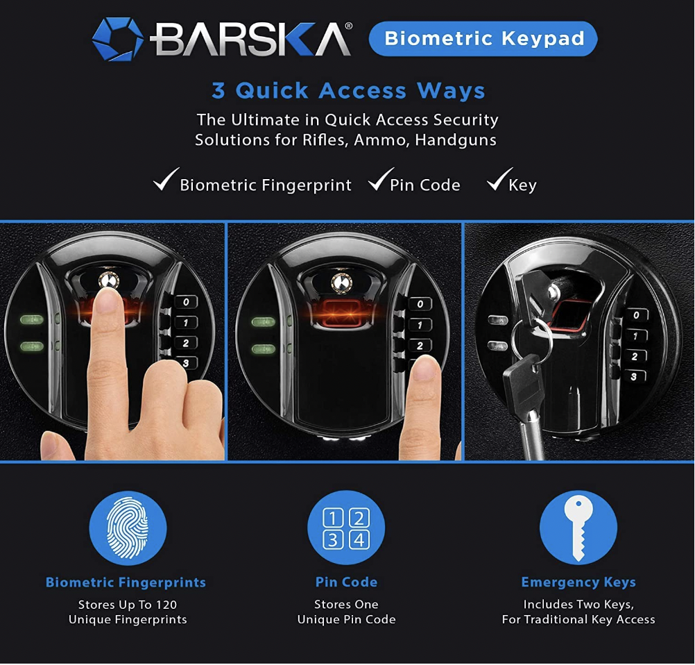 Barska Black Keypad Biometric Lock System