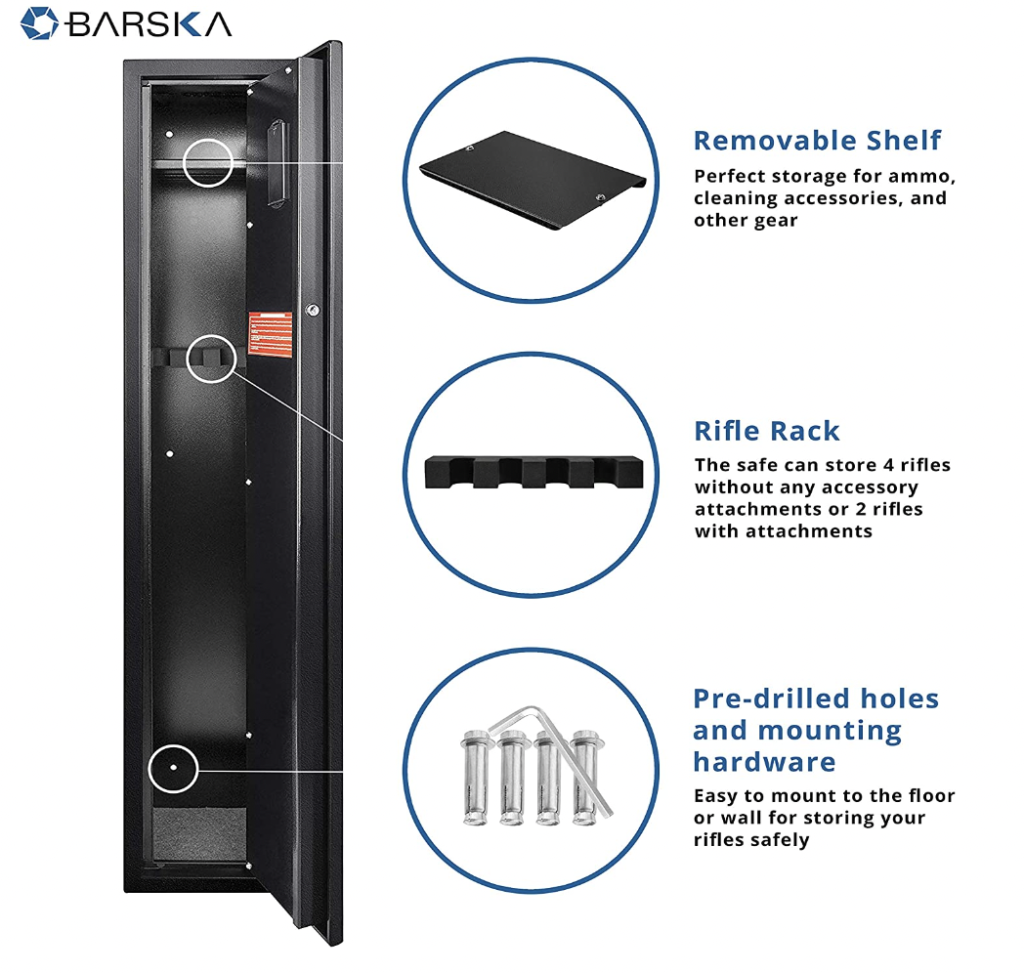 Barska Quick and Easy Access Biometric Rifle Firearm and Long Gun Safe AX11652 Style and Function