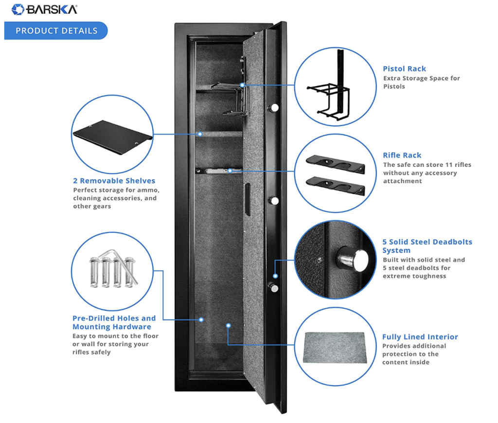 Barska Quick and Easy Access Biometric Rifle Firearm and Long Gun Safe AX12752 Interior Details