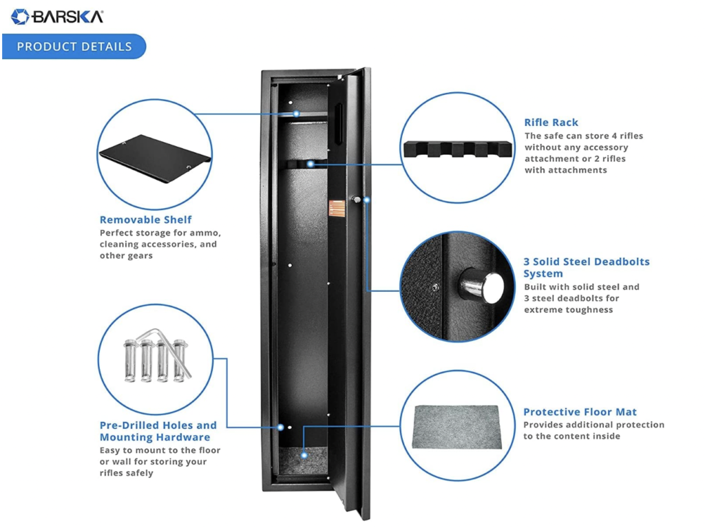 Barska Quick and Easy Access Biometric Rifle Firearm and Long Gun Safe AX12760 Interior Details