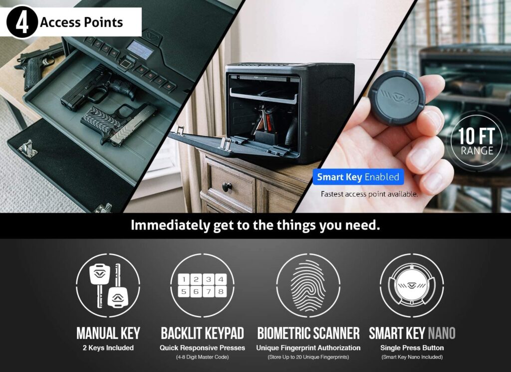 Vaultek MXi WiFi Biometric Handgun Safe Entry Methods