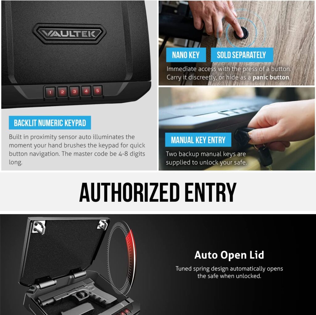 Vaultek VS20 Bluetooth Handgun Safe Entry Methods