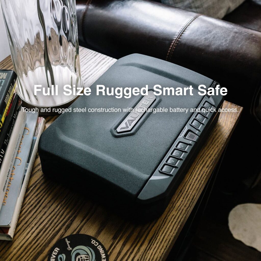 Vaultek VTi Biometric Handgun Safe On a Desk