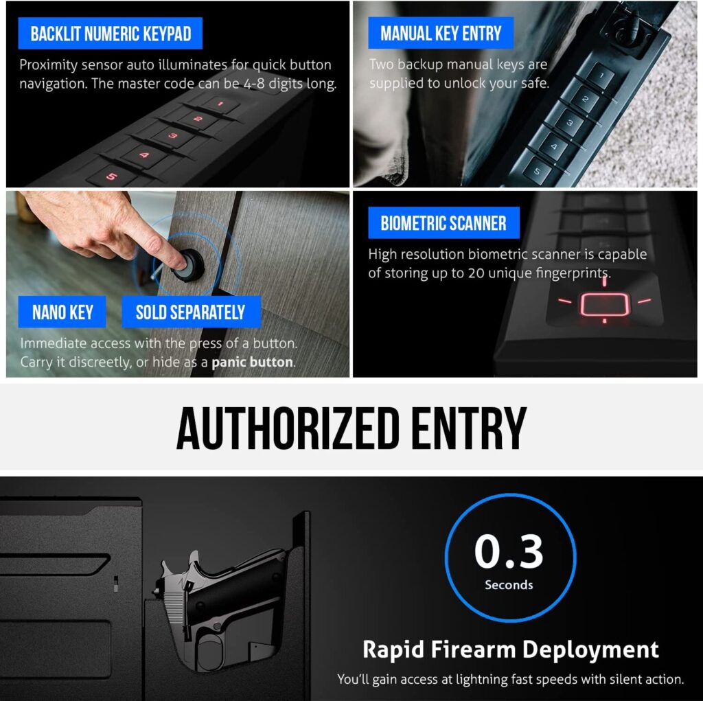 Vaultek Slider Biometric + WiFi Handgun Safe Entry Methods