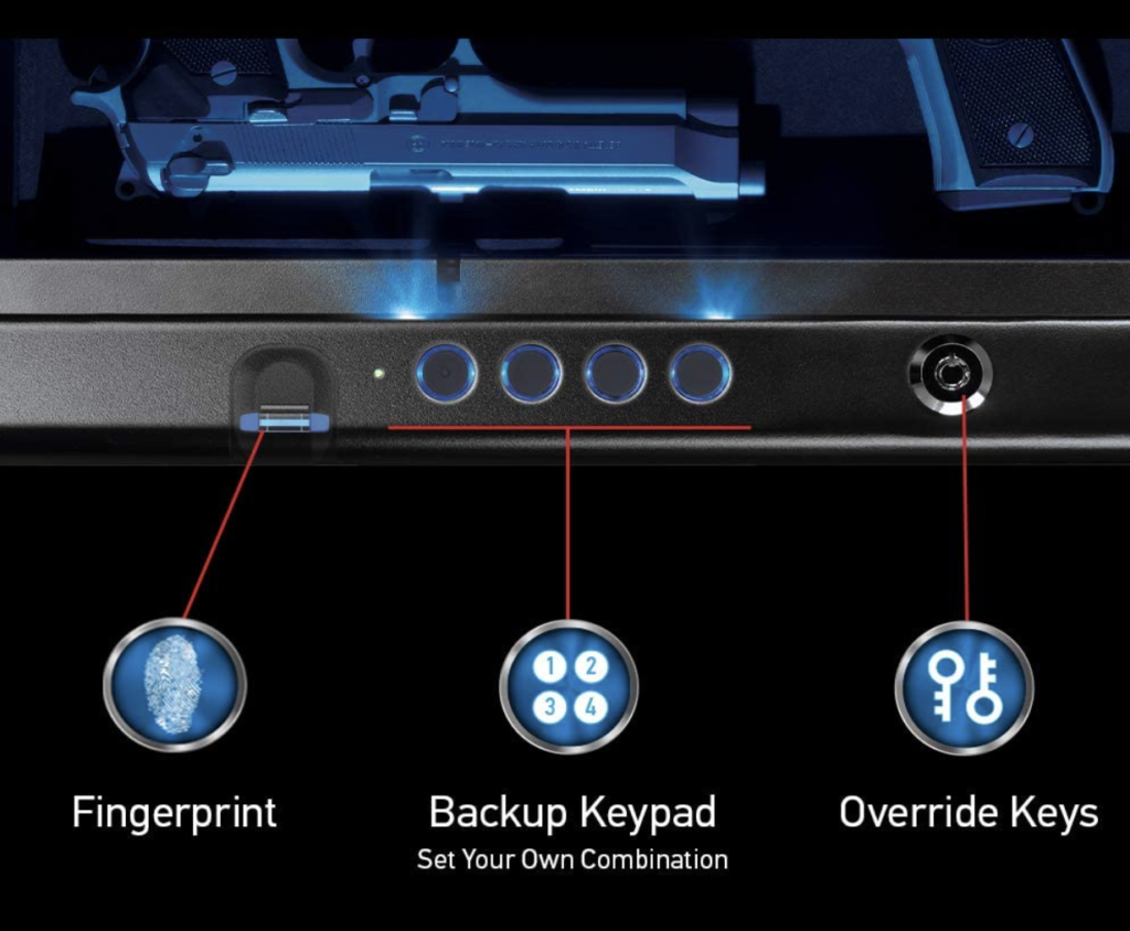 Sentry QAP2BLX Biometric Handgun Safe Entry Methods