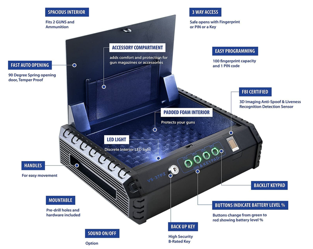 Viking VS-37PZ Biometric Handgun Safe Full Details