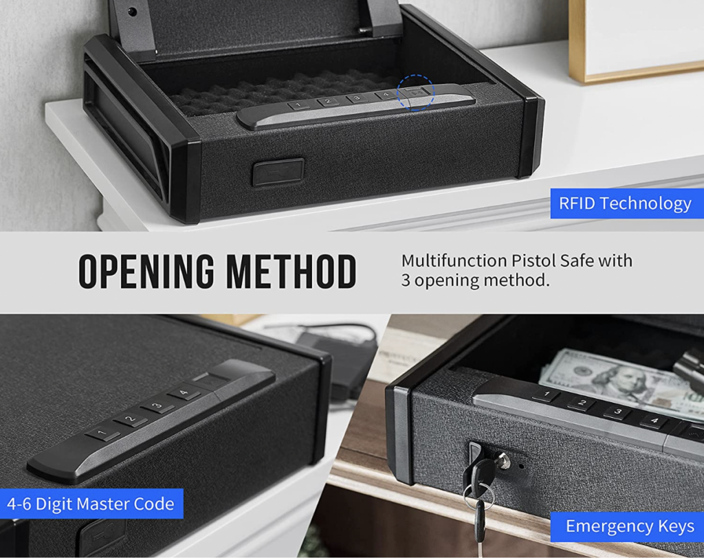 RPNB RP19001E-RFID Auto-Open Handgun Safe Entry Methods