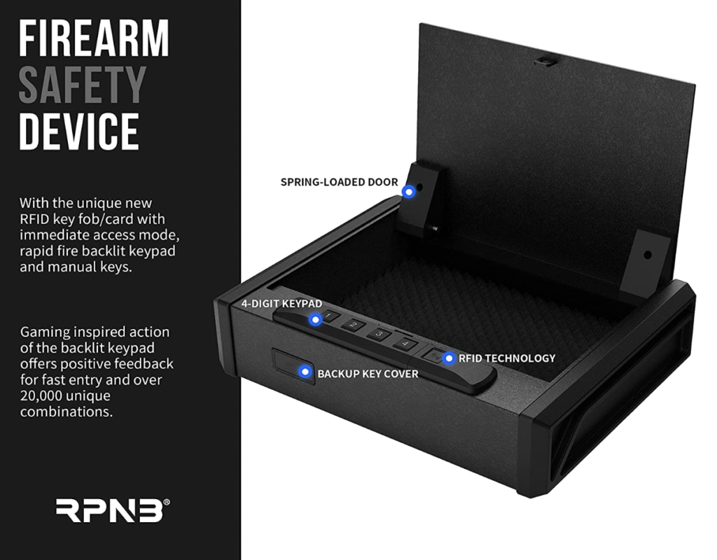 RPNB RP19001E-RFID Auto-Open Handgun Safe Style and Function