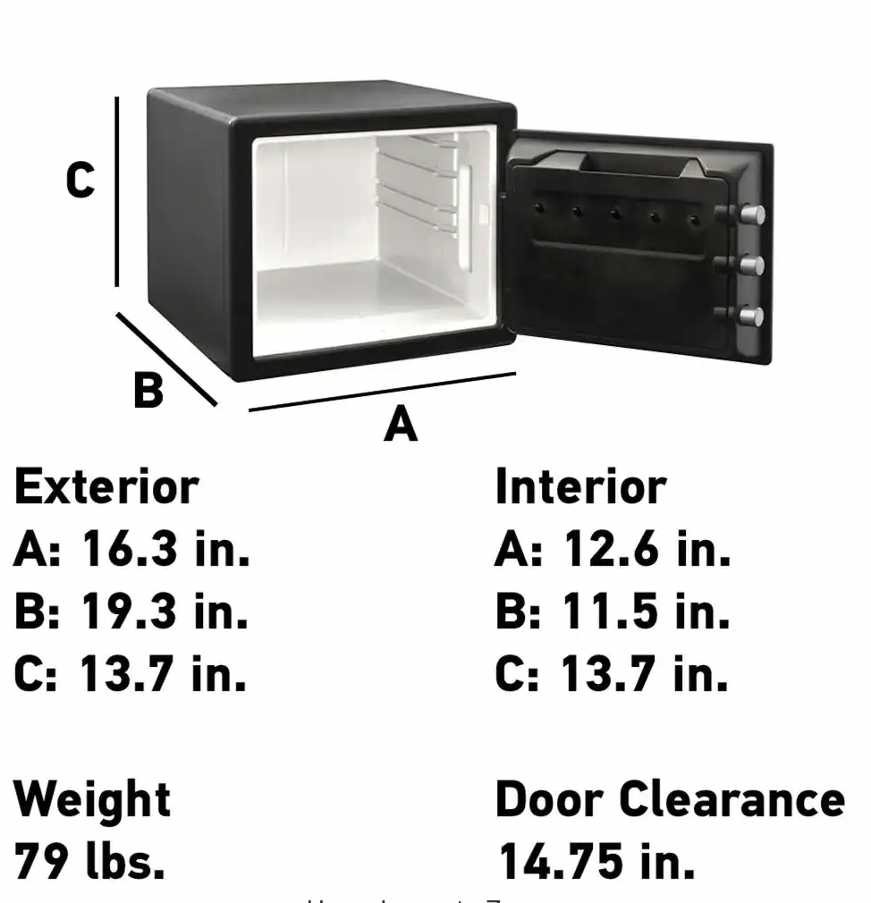 SentrySafe 0.8 cu ft Fireproof & Waterproof Safe with Digital Combination Lock Dimensions