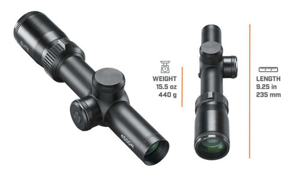 Bushnell Elite 4500 1-4x24 Rifle Scope Dimensions