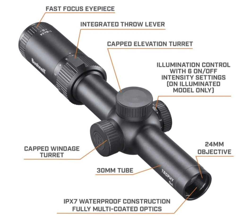 Bushnell Trophy Quick Acquisition 1-6x24 Rifle Scope Features