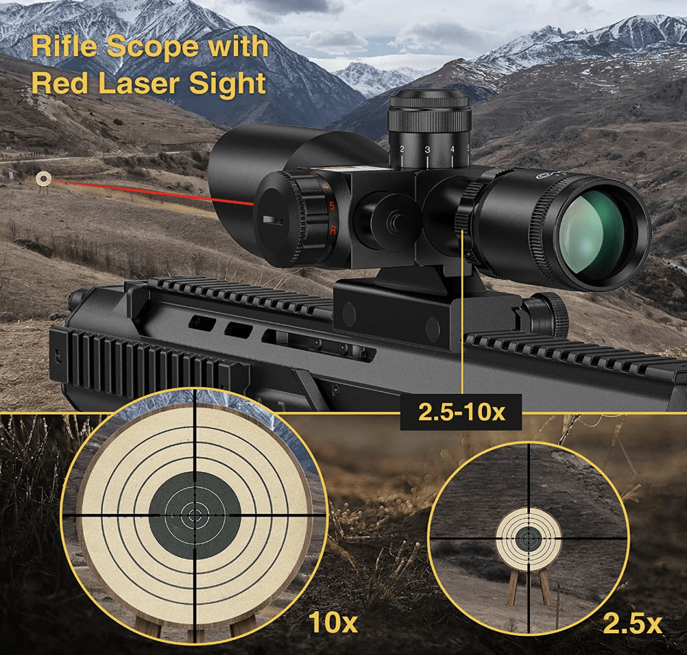 CVLIFE 2.5-10x40e Red & Green Illuminated Rifle Scope Magnification