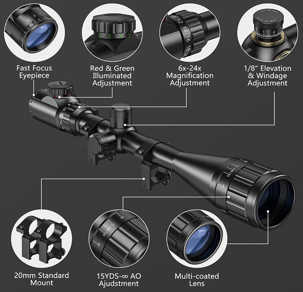 CVLIFE 6-24x50 Hunting Rifle Scope Features