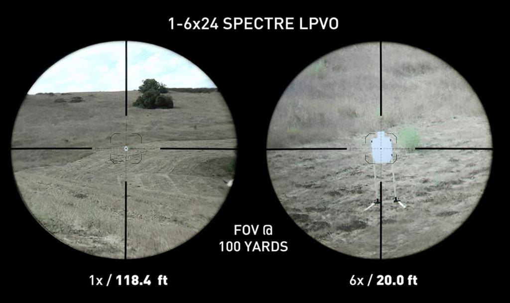 Monstrum Spectre 1-6x24 LPVO Rifle Scope Magnification