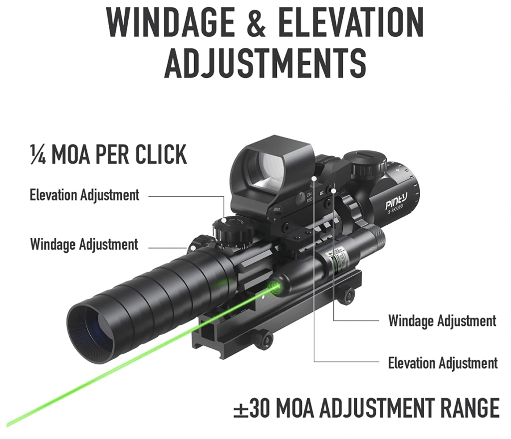 Pinty 3-9x32 4-in-1 Rifle Scope Combo Review Features