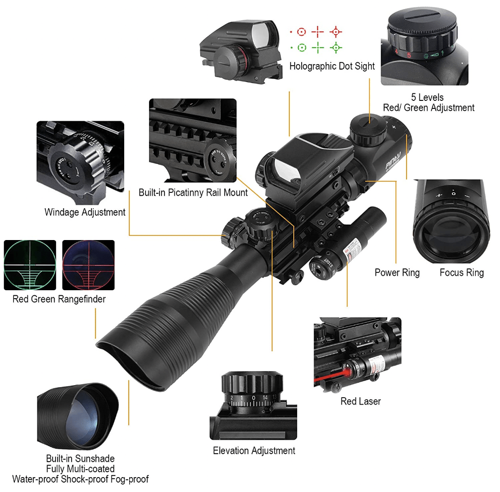 Pinty 4-12x50EG Rifle Scope Combo Features