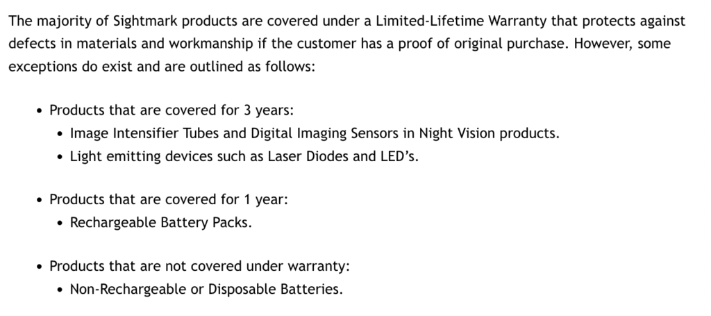 Sightmark Rifle Scope Warranty