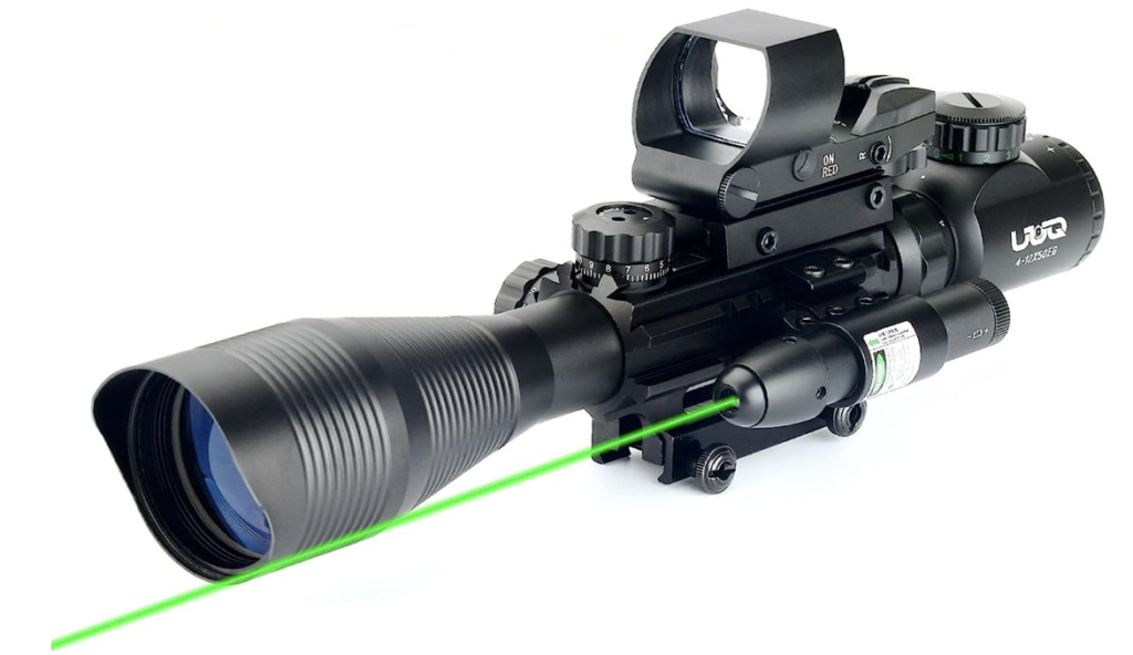 UUQ 4-12X50 Rifle Scope with Range Finder and Laser Sight