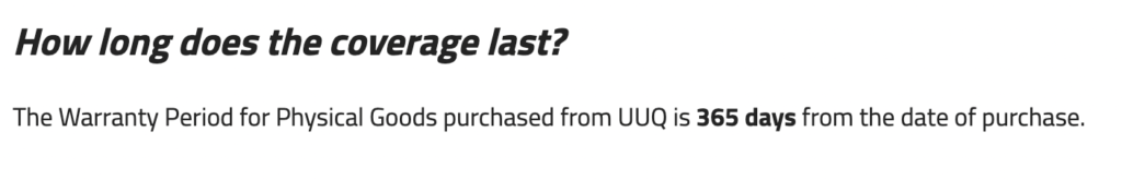 UUQ Rifle Scope Warranty