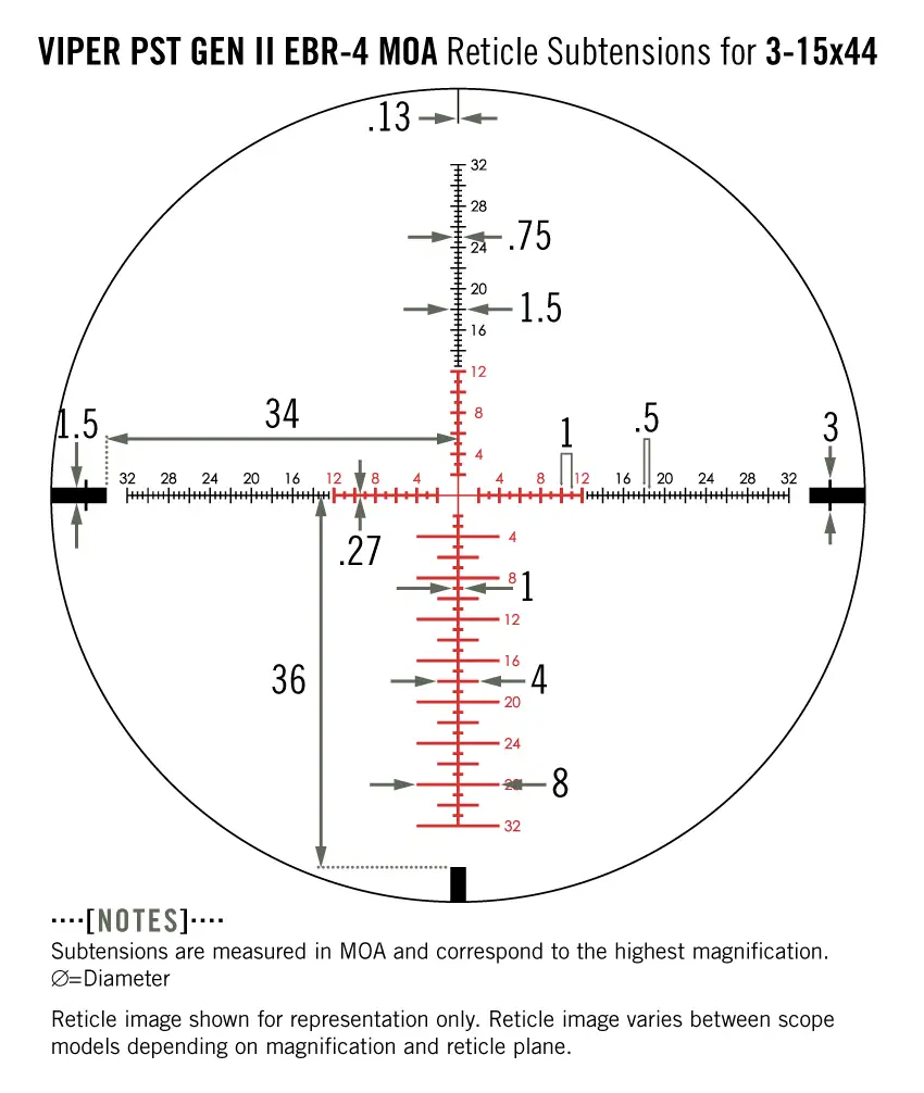 Vortex Optics Viper PST GEN II 3-15x44 FFP Rifle Scope Reticle