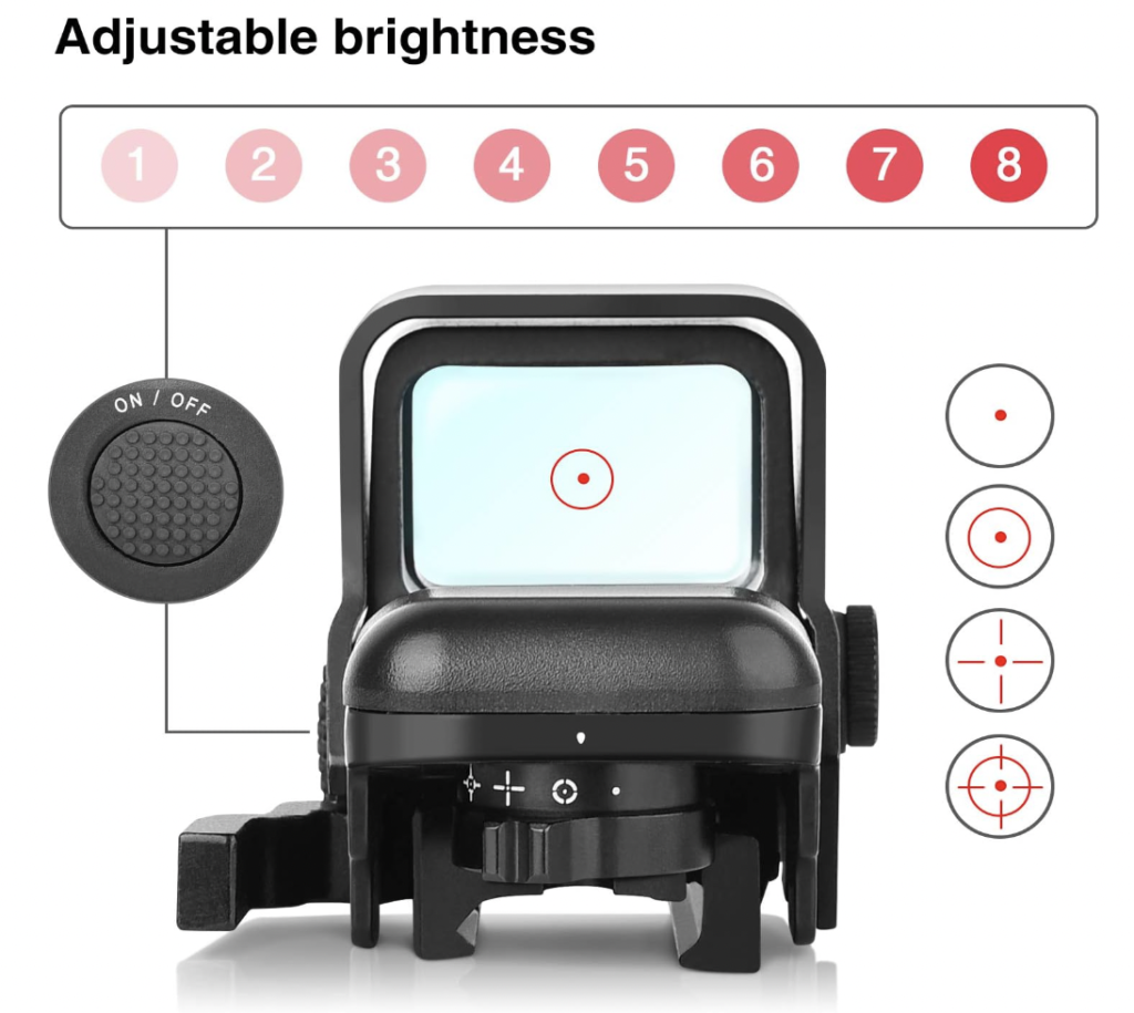 CVLIFE 1x22x33 Red Dot Sight 4 Reticles Reflex Sight Adjustability