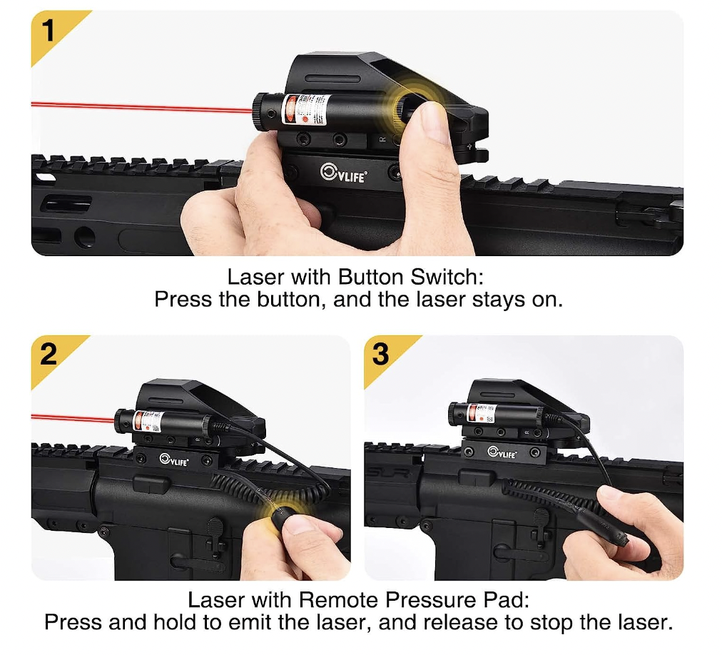 CVLIFE 1x22x33 Reflex Sight with 2mW Red Sight Laser Adjustability