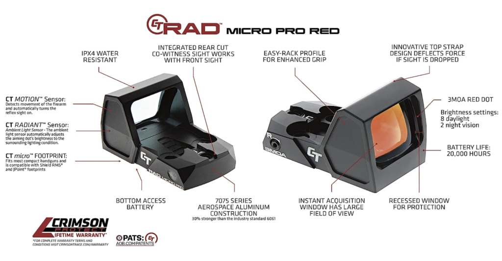 Crimson Trace RAD Micro Reflex Pistol Sight Features