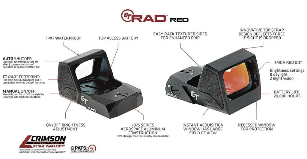 Crimson Trace RAD Open Reflex Pistol Sight Features