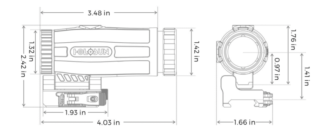 HOLOSUN HM3X Flip to Side 3x Red Dot Magnifier Specifications