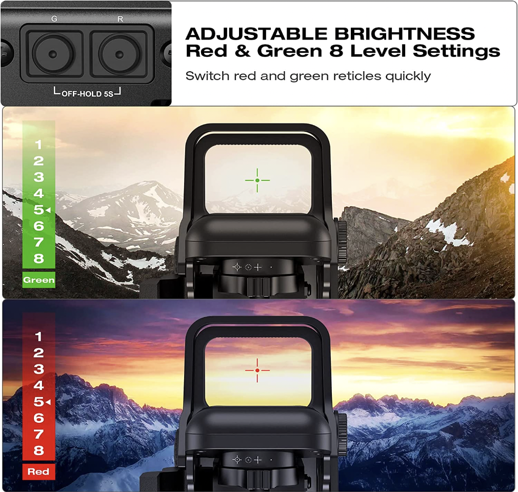 MidTen 1X22X33 Red Green Dot Sight Brightness