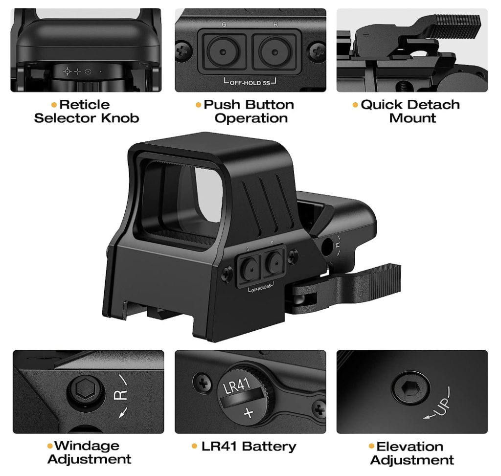 MidTen 1X22X33 Red Green Dot Sight Features