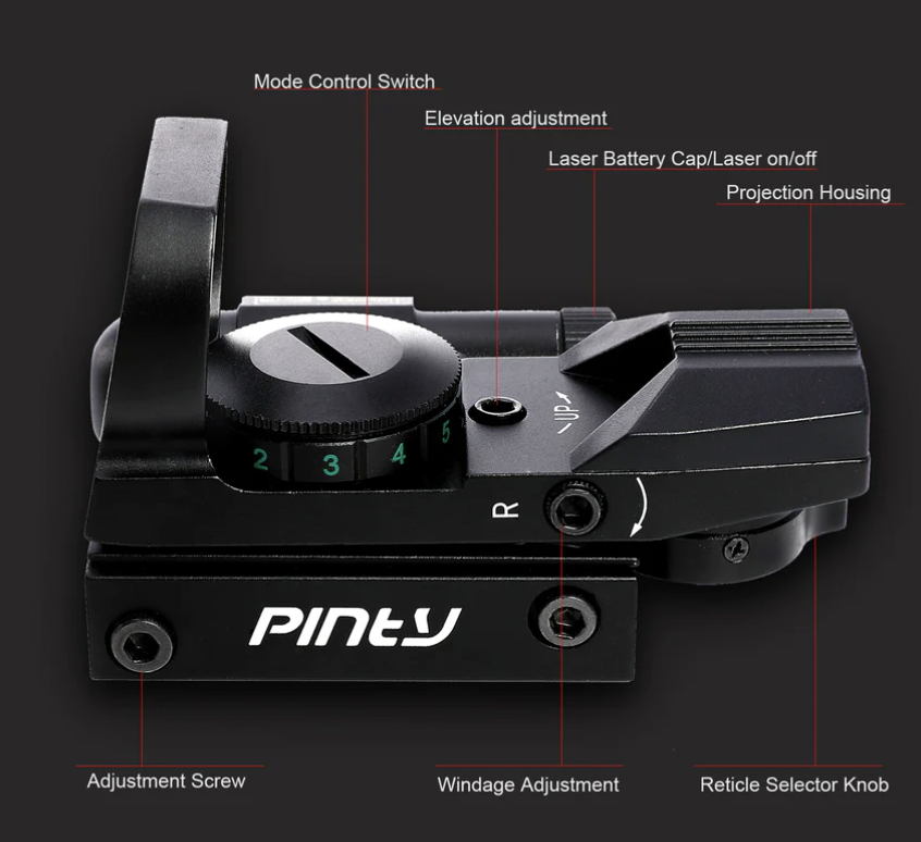 Pinty Red Dot Sight with Integrated Laser Features