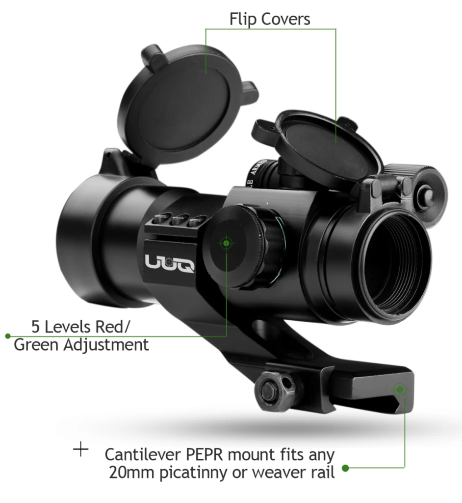 UUQ 1X30 4 MOA Green Red Dot Sight with Green Laser Features